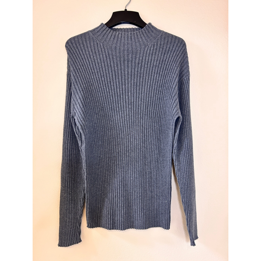 Men's Cherokee Size L Gray Ribbed Mock Neck Cotton Sweater
